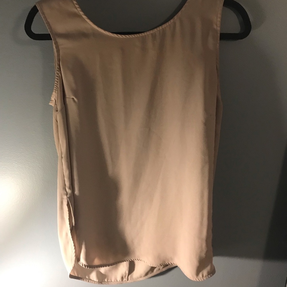 Forever21 Tan blouse with gold zipper in back